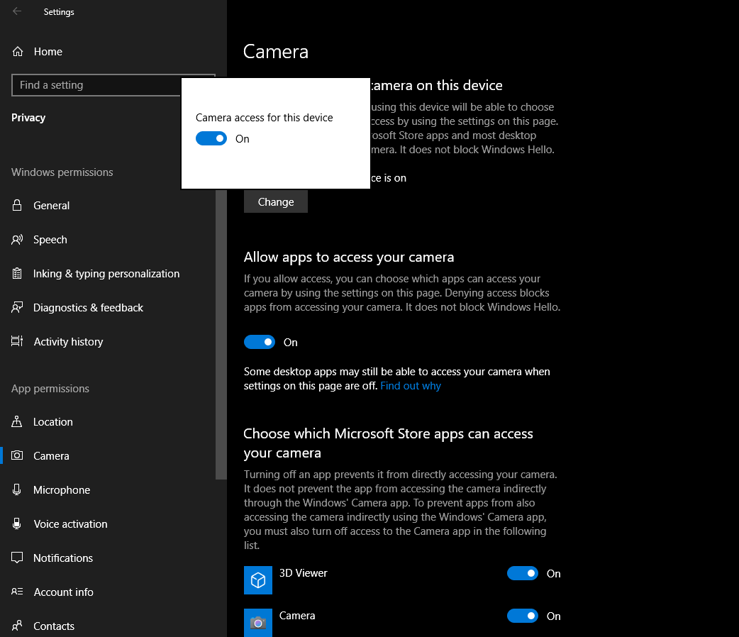 windows 10 cant find camera